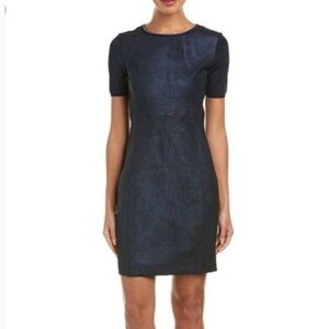 Ellie Tahari Emily Suede Sheath Dress size 10 Knit Sleeve